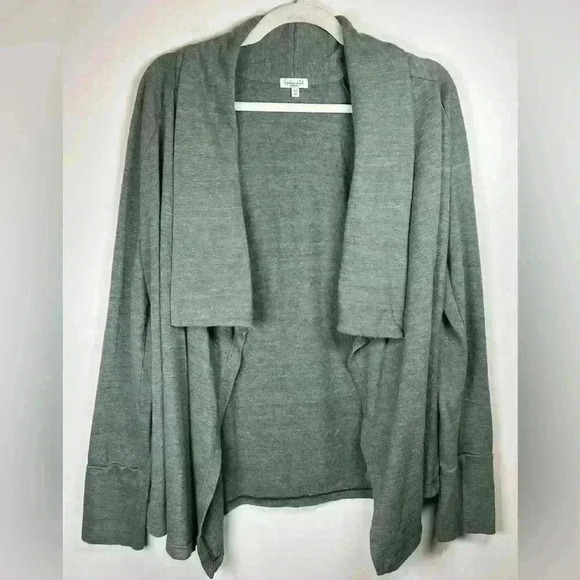 Splendid Open Front Cardigan Cotton Blend Soft Heather Green Womens Size Medium - Picture 3 of 9